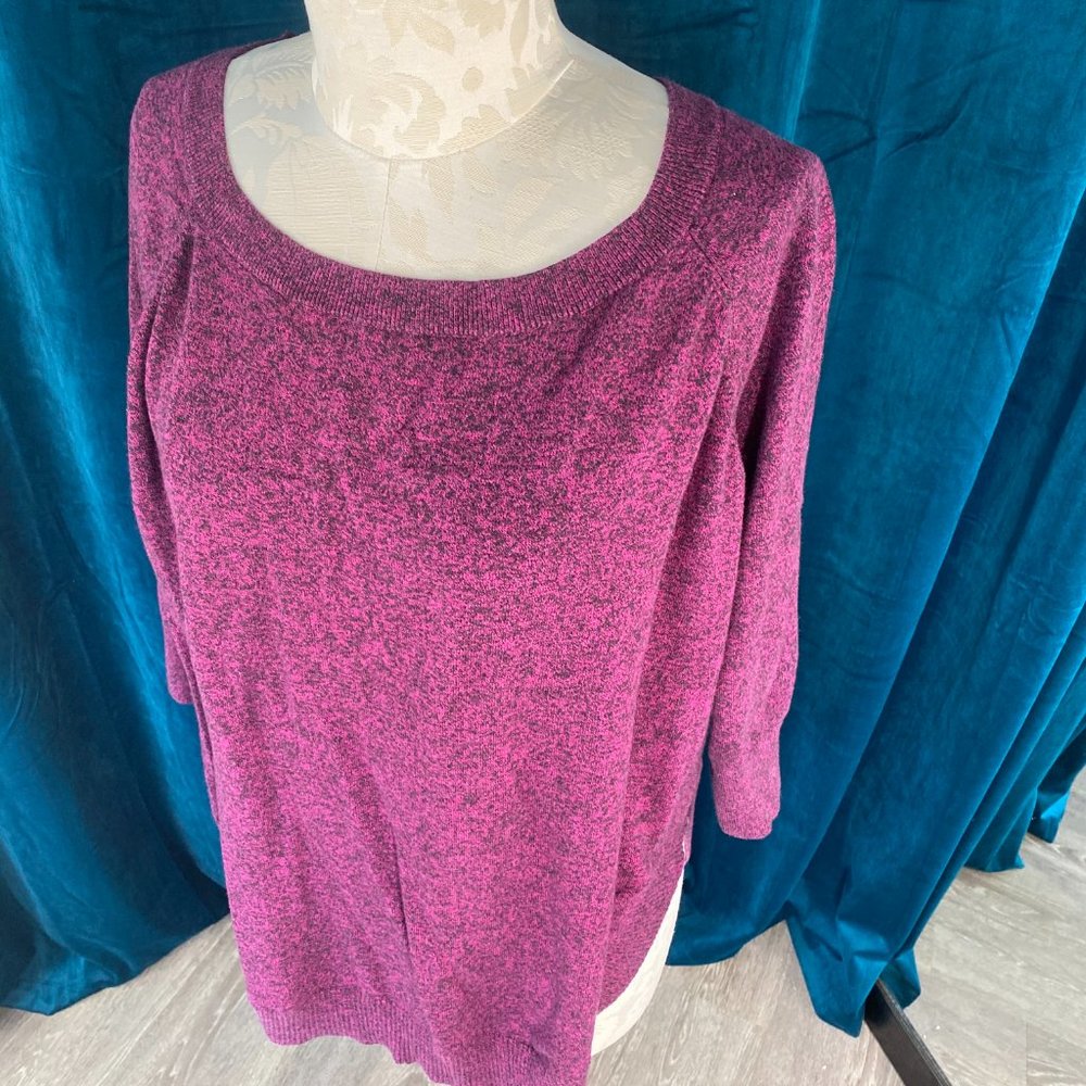Express Pullover 3/4 Sleeves Purple Knit Sweater - Picture 2 of 6